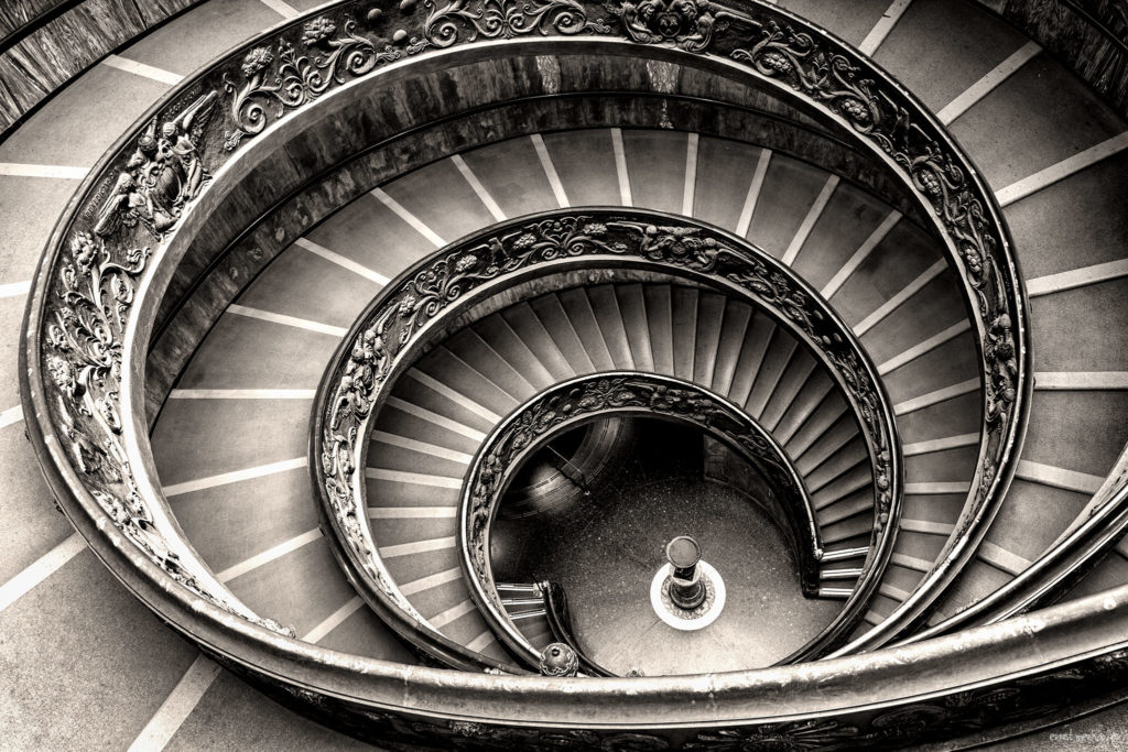 Vatikanische Museen Doppel Helix Treppe, schwarz-weiss, Ernst Merkhofer, Portfolio